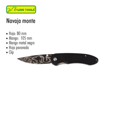 NAVAJA 3 PULGADAS DE MONTE NEGRA CON CLIP LION TOOLS