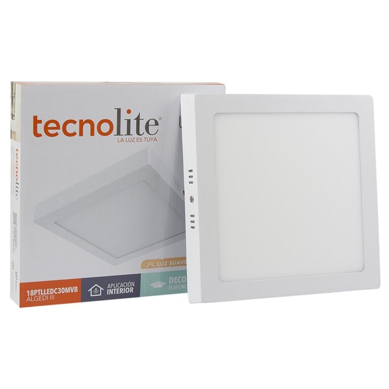 18PTLLEDC30MVB Tecnolite Plafon led sobreponer cuadrado 18w 3000k