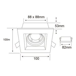 Luminaria empotrable cuadrada base GUX5.3 GU10 Tecnolite 