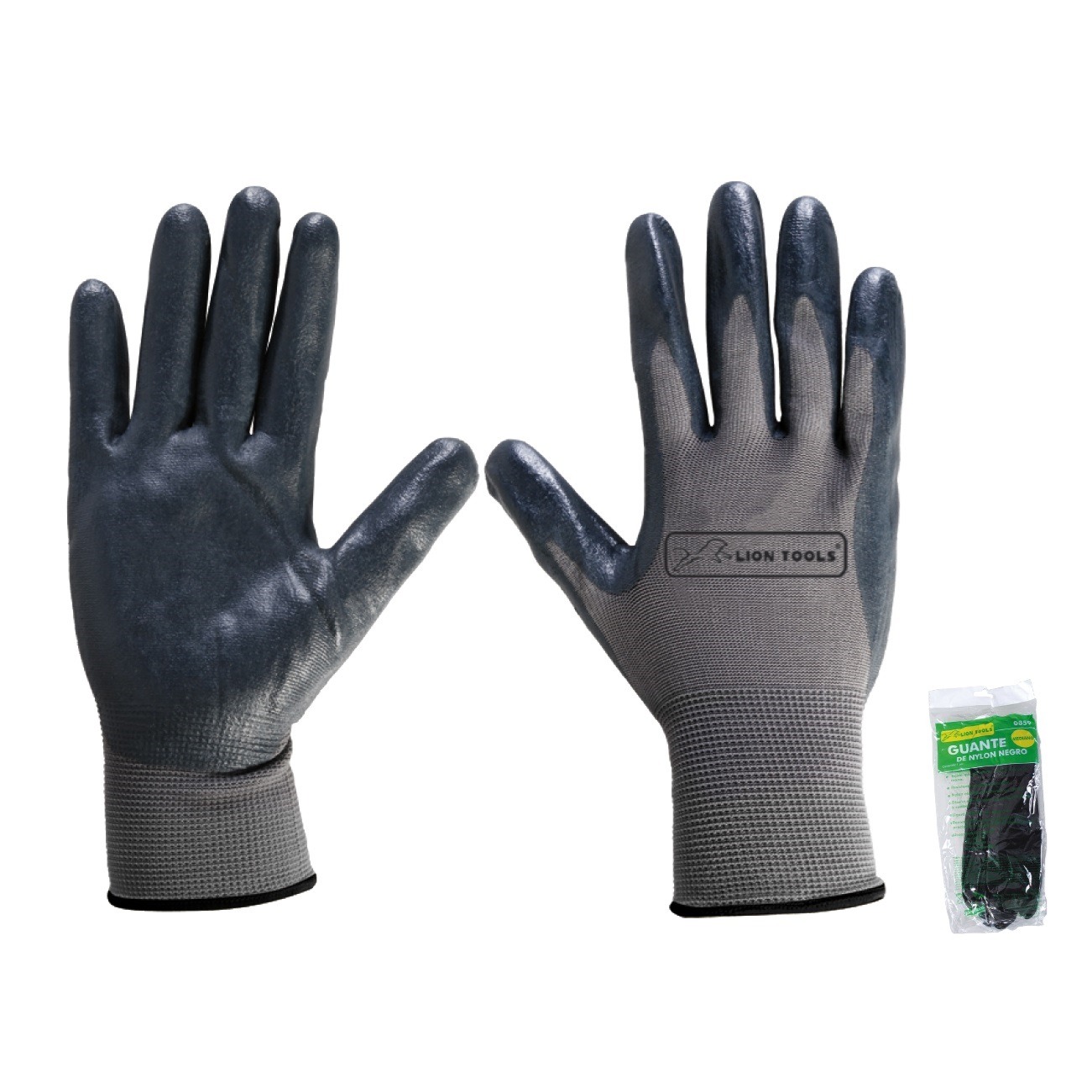 Guantes nylon palma de nitrilo negro chico