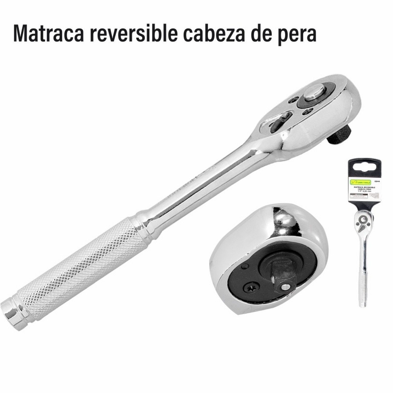 Matraca reversible 1-2 cabeza pera