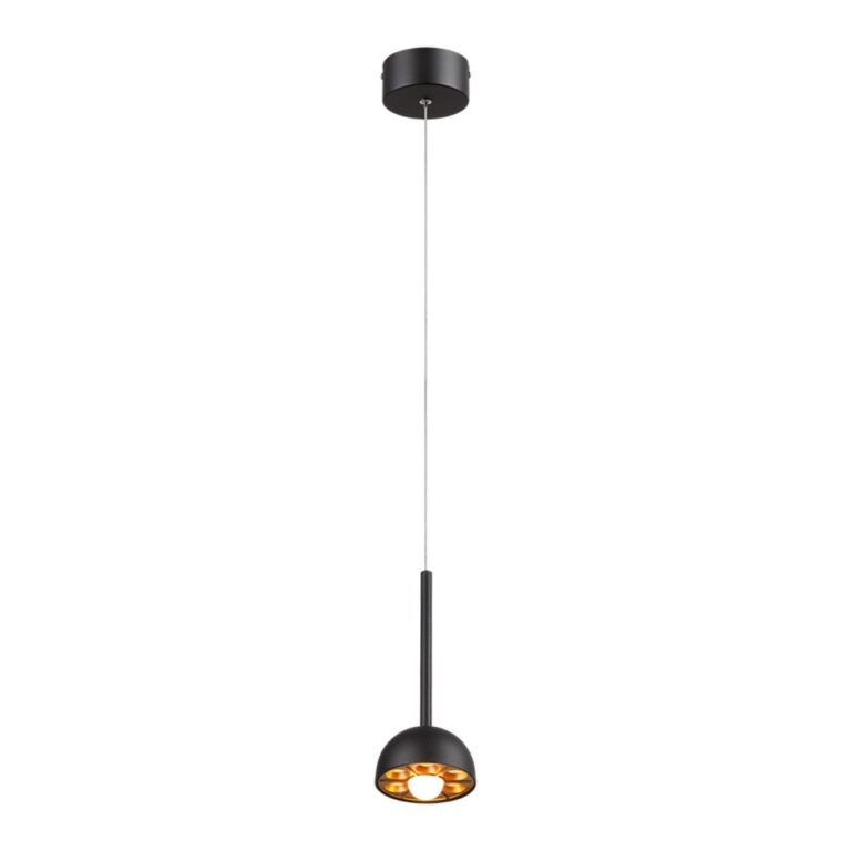 Luminaria suspendida tecnolite semiesfera negro 9w