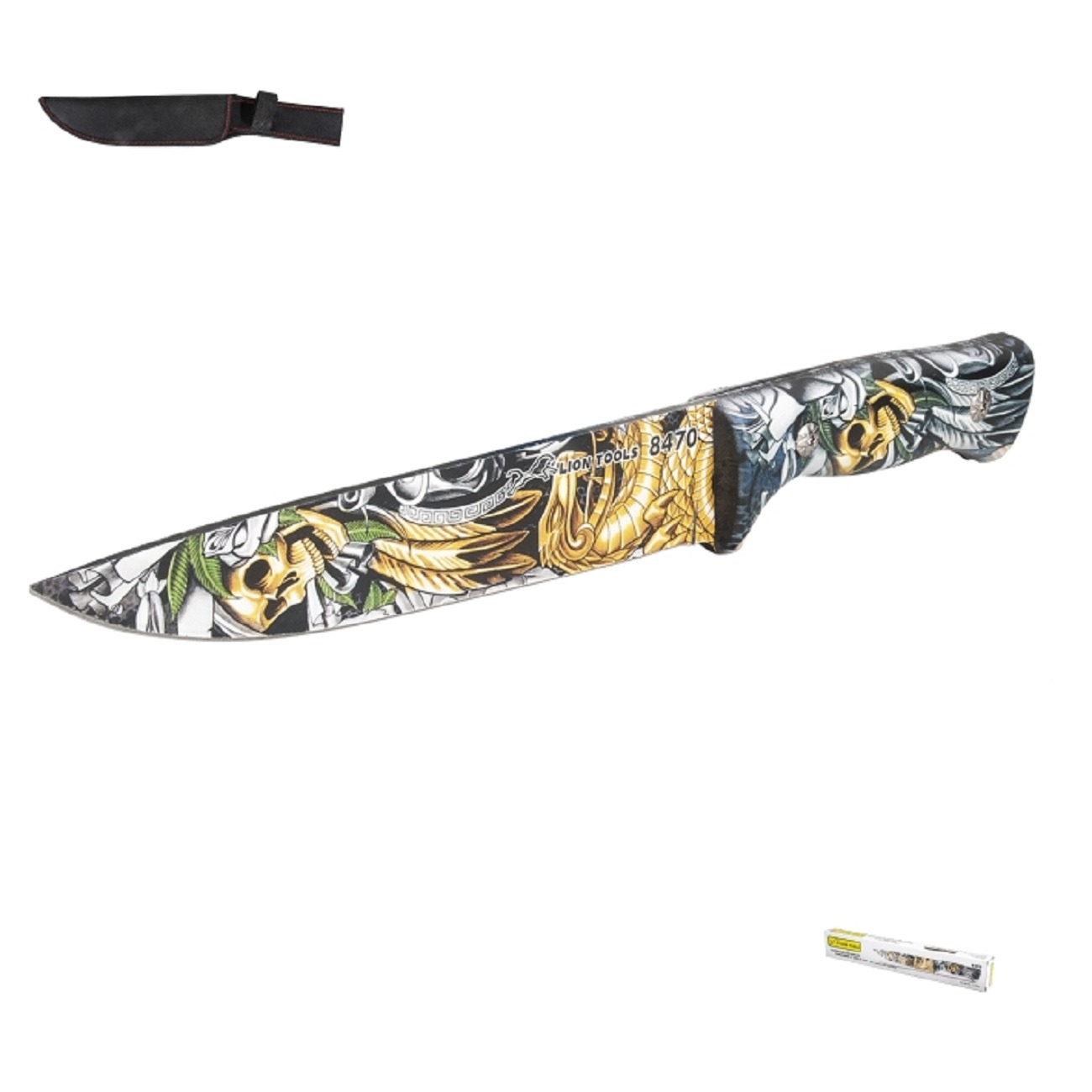 Cuchillo de monte 8 pulgadas hoja y mango de calavera 1 Cuchillo de monte 8 pulgadas hoja y mango de calavera